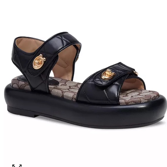 NWT Coach Peyton Double Buckle Flatform Sandals size 7.5 - Picture 1 of 15